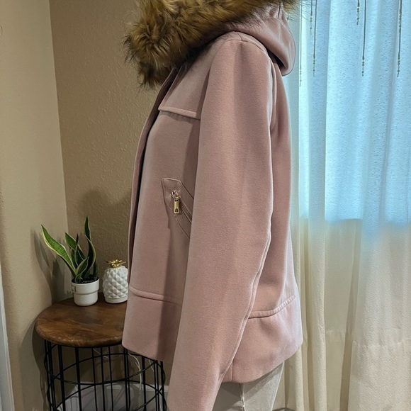 ZARA PINK COAT with FUR - Picture 4 of 8